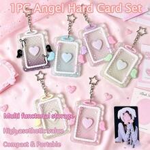 Angel Hard Card Holder Set, Heart-Shaped Transparent Protective Case, Bag Charm, High Aesthetic Value, Multi-Function Storage, Compact And Portable, Suitable For Student ID, Meal Card, Bus, Subway Card And Access Card - Card Sleeve - View 1