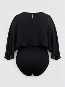 Spring/Autumn Minimalist Premium Chiffon Shawl-Style 2 In 1 Inner Shirt, Black Versatile Base Layer Top, Elegant Party Blouse For Date, Gathering And Commute - Black - View 4