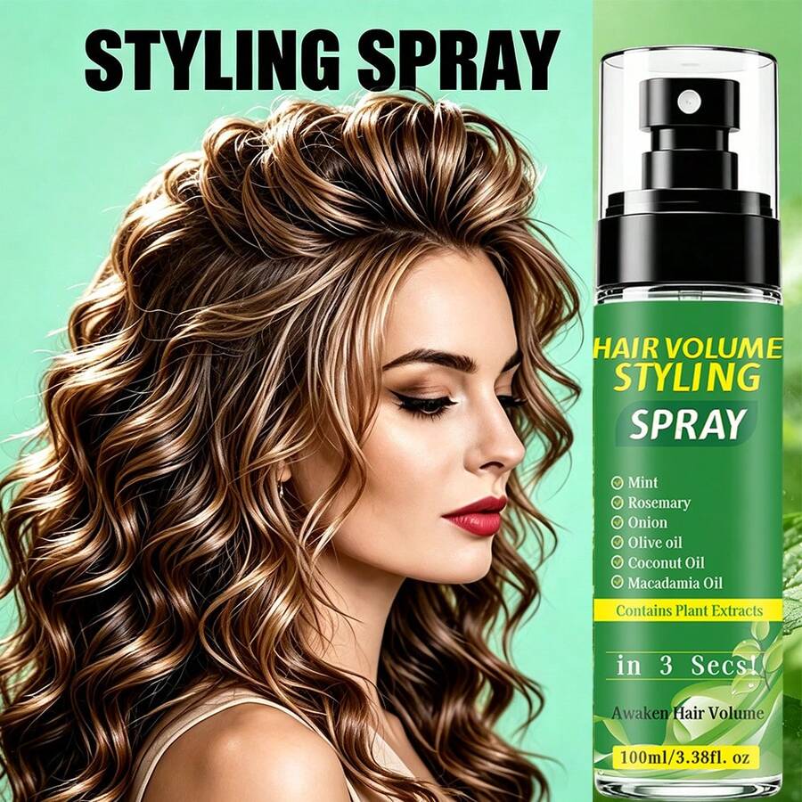 100ml Volumizing Hair Styling Spray, Fixing Spray, Contains Rosemary, Mint, Keratin, Biotin Ingredients, Gentle And Non-Irritating, Sweat-Proof And Oil-Control, Nourishing And Moisturizing, Creates Voluminous Hair, Essential For Slouchy People, Volumizing Styling Spray, Suitable For All Hair Types, Quick Fixing, Long-Lasting And Firm, Daily Care, Oil-Control And Refreshing Long-Lasting, No-Rinse Styling, Strong Fixing Spray, Quick Drying, Natural Glossy Effect - Hair Styling Spray - View 1