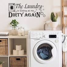 1pc Funny Laundry Room Wall Sticker Wash Dry Fold Repeat Dirty Again Wall Decals For Washroom Laundromat Home Wall Decor - Laundry Room - View 6