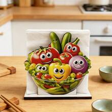 Cute Lemon Fruit Shaped Wooden Napkin Holder, Vertical Anti-Spill Desktop Tissue Rack, Creative Kitchen Countertop Practical Decorative Ornament, Suitable For Dining Table, Bar, Cafe Daily Organization, Brighten Up Warm And Vibrant Dining Space Aesthetics - Multicolor - View 6