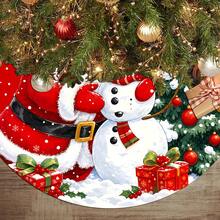 1/100Pcs Red Christmas Tree Skirt, Featuring Santa Claus, Christmas Tree And Snowman Patterns, Round Tree Base Decoration, Suitable For Winter Party And Home Holiday Decor (60/90cm Diameter Christmas Tree), Christmas Decoration - Multicolor - View 5