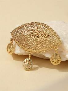1pc Middle Eastern Women Wedding Brooch, Exquisite Hollow Out Design Bridal Brooch, Festival Party Ornament, Women Holiday Gift - Gold - View 4