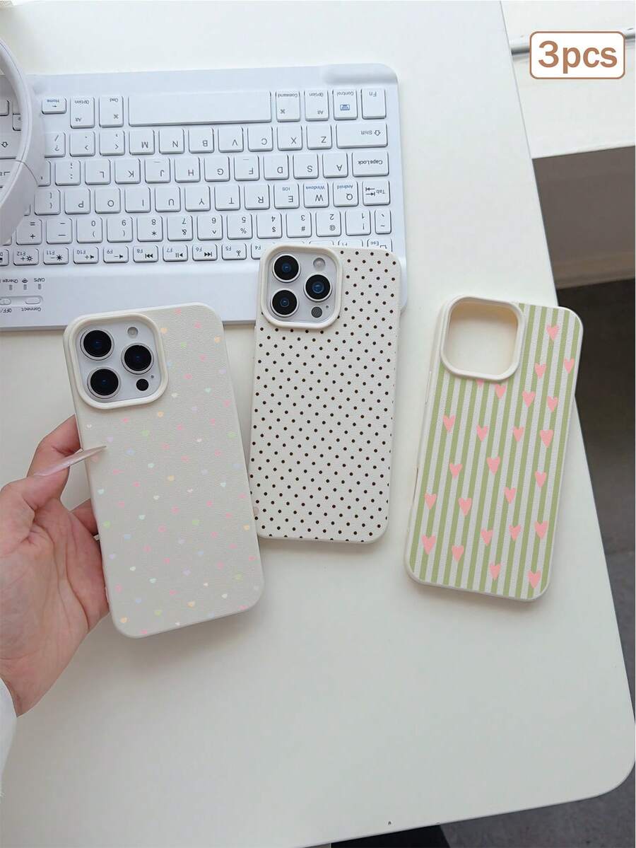 3件組 多彩印花元素 TPU 防震全包覆手機保護殼 精準保護套 適用於 Apple 11/12/13/14/15/16/17 Pro Max - 彩色 - 查看 1