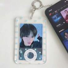 Korean Style Polka Dot MP3-Shaped Acrylic Card Holder, 3-Inch Photocard Sleeve, Storage, Anime Collectible Display, Backpack Charm, Fan Merchandise, Student, Card Protection, Desk Decor, Birthday Gift, Holiday Gift, Campus, Outdoor, Home Collection - A - View 3
