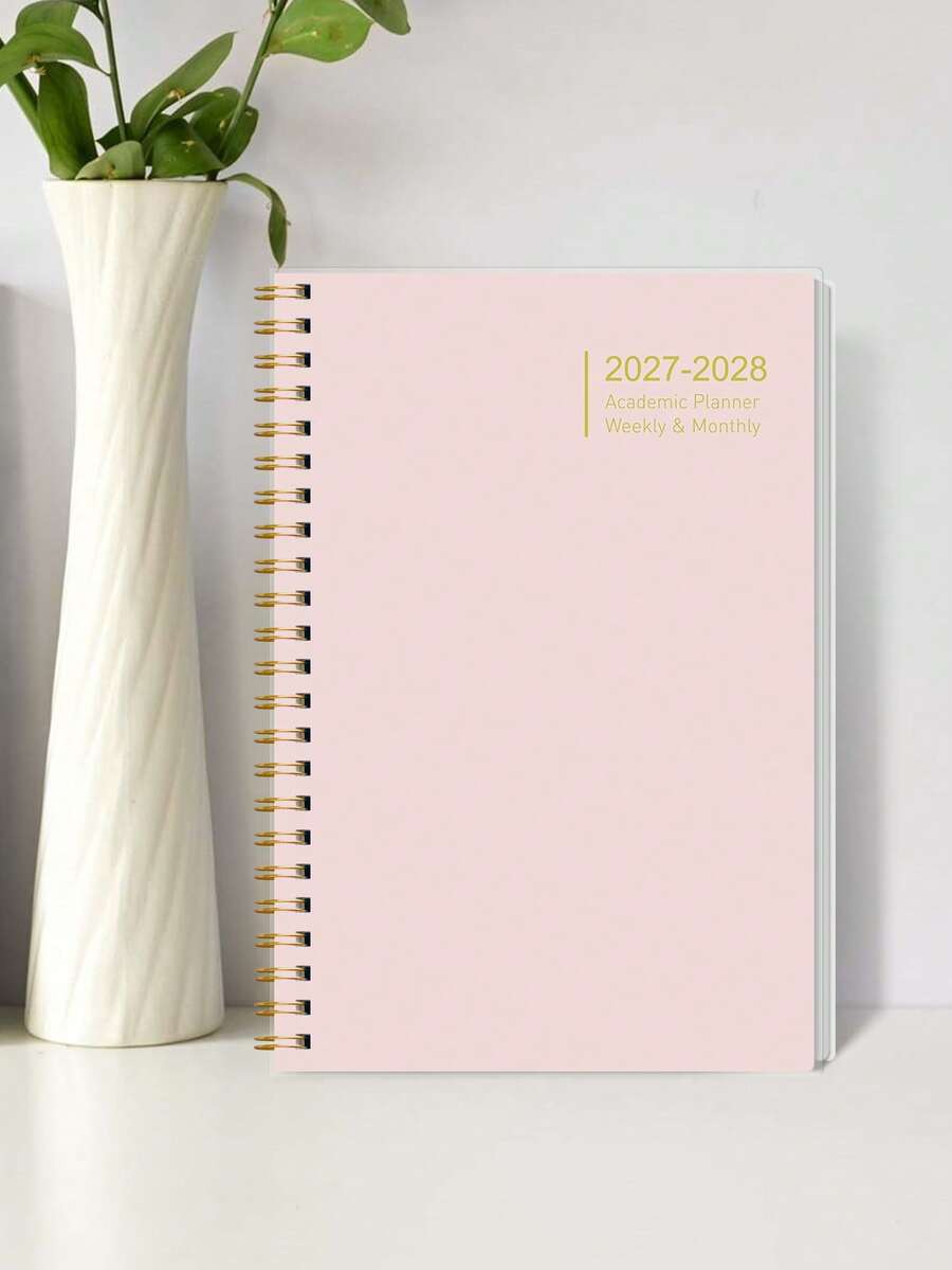 1本 2027年1月至2028年12月月計畫本，極簡風活頁式計畫本，粉色週計畫與月計畫，2027-2028學習與辦公用品，適合女性 - 彩色 - 查看 1