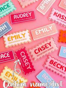 1/2/3pcs Personalized Name Badge, Customized Acrylic Name Plate, Nurse Magnetic ID Badge, Teacher Name Tag, Business Name Badge - Multicolor - View 1