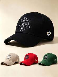 1PC Curved Brim Baseball Cap, Letter Embroidery, Cross Letter Print On Side, Adjustable Design, For Daily Wear, Outdoor Activities, Travel And Hiking. - Multicolor - View 2