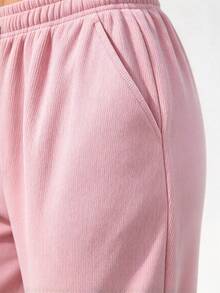 Women's Corduroy Wide Leg Pants, Long Straight Loose Soft Breathable, Running Fitness Sports Trousers, Spring And Autumn - Pink - View 7
