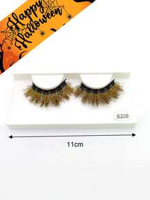 1 Pair 3D Colorful Shiny False Eyelashes, Natural-Looking Full Strip Eyelashes, Voluminous Curly Comfortable Soft Lashes, Halloween Holiday Party Stage Gathering Gold Silver False Eyelashes - Multicolor - View 7
