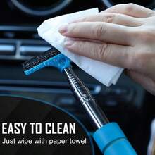 1pc Car Rearview Mirror Wiper Stainless Steel Telescopic Multi-Layer Brush Head Glass Cleaning Brush Handheld Squeegee - Multicolor - View 10