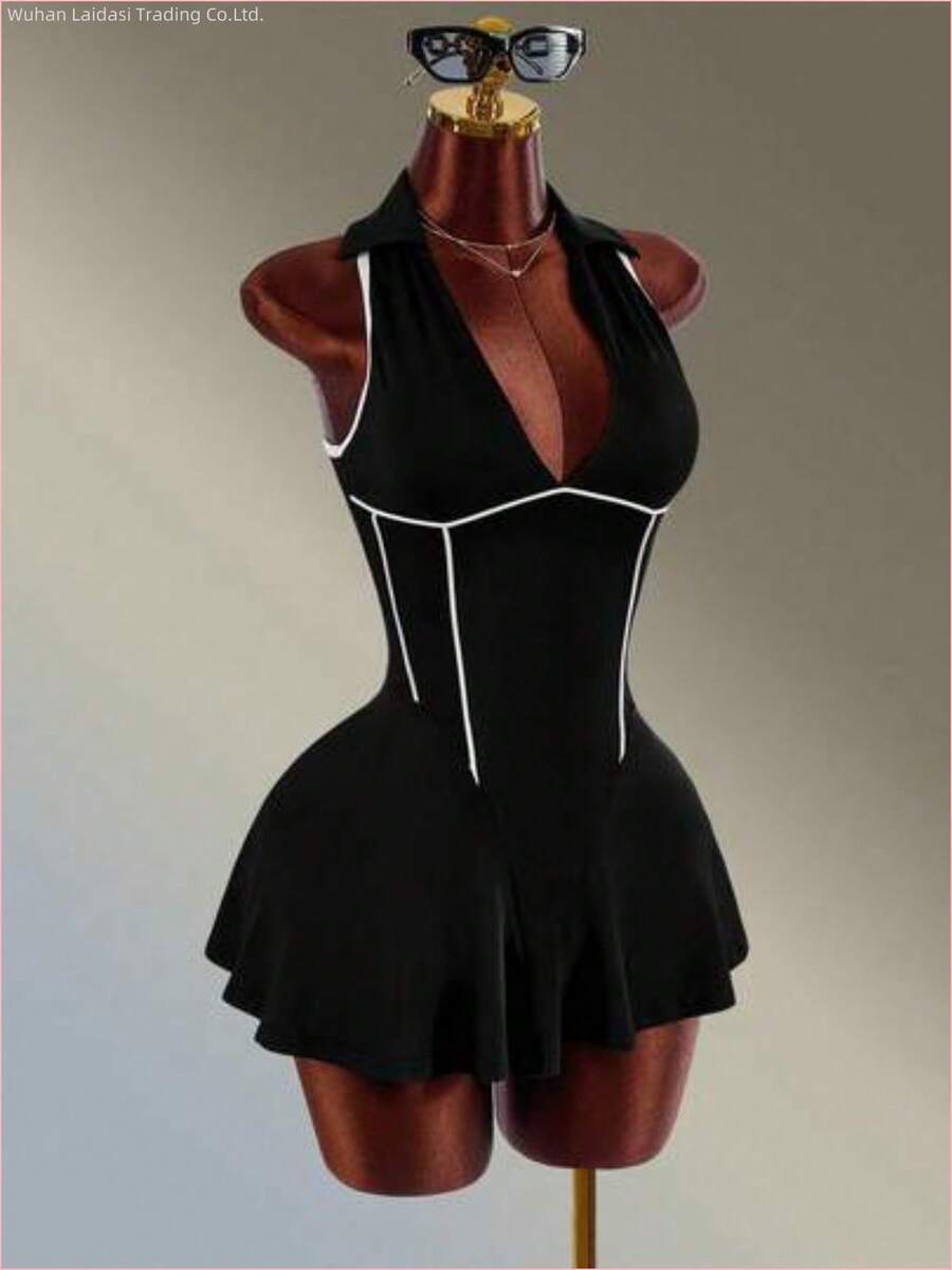 Women Athletic Onepieces Swimsuits - Black - View 1