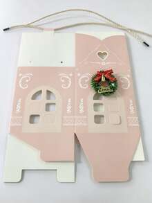 1pc Christmas House Shaped Gift Box With Handle, Cartoon Christmas Tree & Snowman Pattern Gift Packaging Box, Includes Gift Tag, Christmas Window Display Design Paper Dessert Box, Suitable For Winter Holiday Christmas Party Favors - Multicolor - View 10