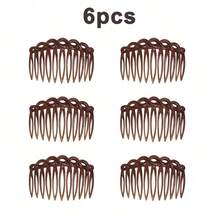 3/6pcs Vintage Woven 11-Tooth Deep Brown Plastic Hair Comb, Eight-Shaped Side Comb - Multicolor - View 12