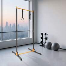 Steel Freestanding Pull Up Station, 881.85 Lbs Adjustable Height Pull Up Bar, Home Gym Workout Station With Gymnastic Rings - Black - View 2