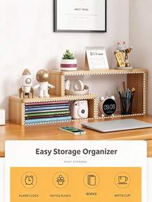 1PC Minimalist Multi-Tier Storage Rack – Creative Extendable Stepwise Desktop Storage Organizer, Ideal For Living Room & Bedroom Display, And Multi-Functional Desk Organization Rack - Multicolor - View 7