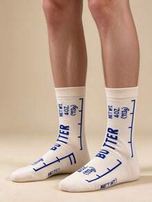 Personalized Butter Scale Letter Mid-Calf Colorful Socks, Breathable-Feel Versatile Unisex Socks - Multicolor - View 4