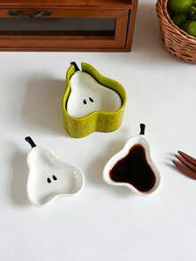 1 bộ đĩa gốm hình quả lê sáng tạo kèm hộp đựng, đĩa chia ngăn đựng gia vị hình quả lê tinh xảo thu hút, phù hợp trang trí nhà cửa, đĩa chấm bàn ăn bếp, đĩa đựng đồ ăn vặt bàn cà phê phòng khách, đĩa tráng miệng trà chiều, quà tặng - Nhiều màu - Xem 7