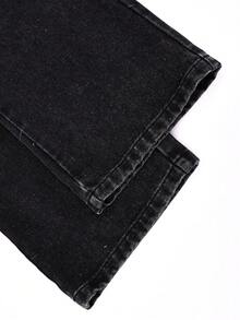 Tween Boy Casual Versatile Daily Straight Leg Denim Jeans - Black - View 5
