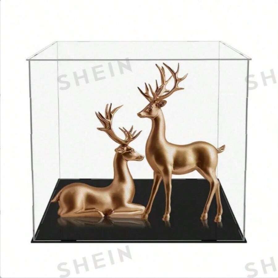 1pc Transparent Acrylic Display Box, Multiple Sizes, Plastic Assembled Dust-Proof Display Case With Matte Black Base, Suitable For Action Figures, Collectibles, Souvenirs, Statues And Models - 1PC - View 1