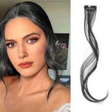 Women's Dragon Beard Bangs Hair Extension, French Middle Part Frontal Hair Piece, Natural Face-Framing Eight-Shaped Curtain Bangs With BB Clips Hair Accessory - Black - View 25