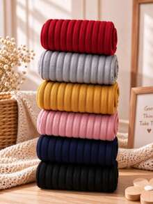 1pc Kids Fashion Autumn/Winter Warm Fitted Leggings, Knitted Fabric Solid Color Ribbed Nine-Length Dance Practice Tights, Suitable For Girls And Babies, Essential For Autumn/Winter Halloween And Christmas Outfits - Navy Blue - View 3