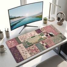Color Block Floral Extra Long Mouse Pad, Gaming Office Home Artistic Design, Gift For Friends And Family, Rubber Base, PC Laptop Study Desk Mat, Multiple Sizes, Computer Keyboard Pad, Non-Slip And Smooth - View 8