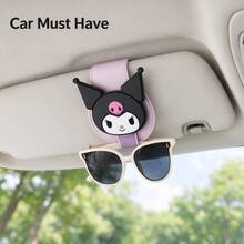 1pc Sanrio Cute Cartoon Car Sun Visor Glasses Clip Fashion Glasses Storage Holder Card Holder - Multicolor - View 2