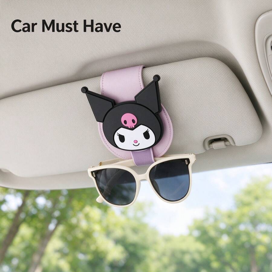 1pc Sanrio Cute Cartoon Car Sun Visor Glasses Clip Fashion Glasses Storage Holder Card Holder - Multicolor - View 1
