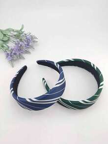 1pc Striped Casual Polyester Thick Sponge Magic World Striped Headband Suitable For Daily Wear - Multicolor - View 4