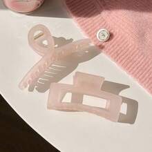 2/3pcs Pink Ins Style Hair Claw Clips Large Size For Thick Hair Women Back Of Head Matte Finish Summer Hair Clips - Hair Claw - View 6
