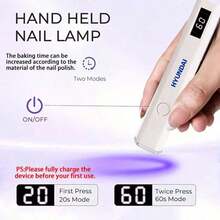 HYUNDAI Portable Mini Nail Dryer, Rechargeable Handheld Nail Lamp, UV/LED Nail Dryer With Digital Display, Fast Nail Drying Light, Suitable For Daily Outdoor Use - White - View 5