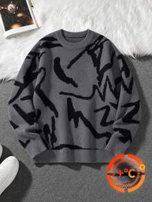 1pc Teen Boy Casual Versatile Outdoor Commute Personalized Sweater, Autumn/Winter - Dark Grey - View 8