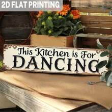 1pc This Kitchen Is For Dancing: Vintage Faux Metal Sign, Nostalgic Decorative Wooden Plaque, Farmhouse Style Wall Art Sign, Suitable For Home And Cafe Rustic Wall Hanging Decor - Multicolor - View 3