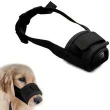 1PC Breathable Mesh Dog Muzzle, Adjustable Soft Pet Muzzle For Small Medium Large Dogs, Anti Biting Barking Chewing, Secure Comfortable Dog Mouth Cover For Walking Training Grooming Suitable For Medium To Large Dogs - Black - View 5