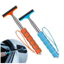 1pc Car Rearview Mirror Wiper Stainless Steel Telescopic Multi-Layer Brush Head Glass Cleaning Brush Handheld Squeegee - Multicolor - View 8
