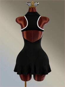 Women Athletic Onepieces Swimsuits - Black - View 3