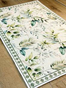 Pinkie Home - 1pc Vintage Floral Print Living Room Rug Area Rug/Carpet/Bath Mat, Suitable For Bathroom, Kitchen, Entryway, Hallway, Bedside, Living Room, Bedroom, Machine Washable Rug, Home Decor - Green - View 4