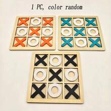 1PC, XO Tic Tac Toe Wooden Board Game Toy - Random Color - Logical Thinking Training Two-Player Interactive Desktop Game - Tic Tac Toe Board Game, Classic Wooden Family Game, - Multicolor - View 9