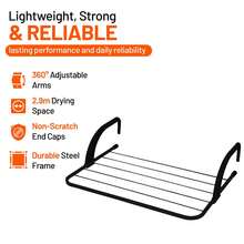 2 Pack Radiator Airer Clothes Washing Drying Indoor Rack Rail Dryer Adjustable Foldable 6 Bar Towel Drying Rack With Adjustable Arms Space Saving Black - View 2