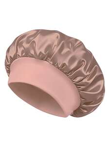 1pc Women's Solid Color Wide Brim Satin Sleep Cap, Comfortable Breathable Fashionable Night Sleep Cap, Daily Hair Care Sleep Cap - A - View 24