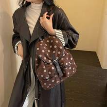 Fashionable Polka Dot Contrasting Color Girl's Backpack New Large Capacity Lightweight Versatile Lazy Style Retro Commuting Bag - Multicolor - View 4