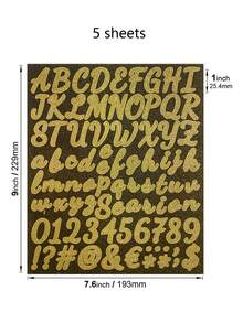5pcs/415pcs/10pcs/830pcs Gold & Silver Letter & Number Creative DIY Decorative Graffiti Waterproof Stickers, Stationery Stickers For Guitar, Phone, Tablet, Notebook - Letter Stickers - View 11