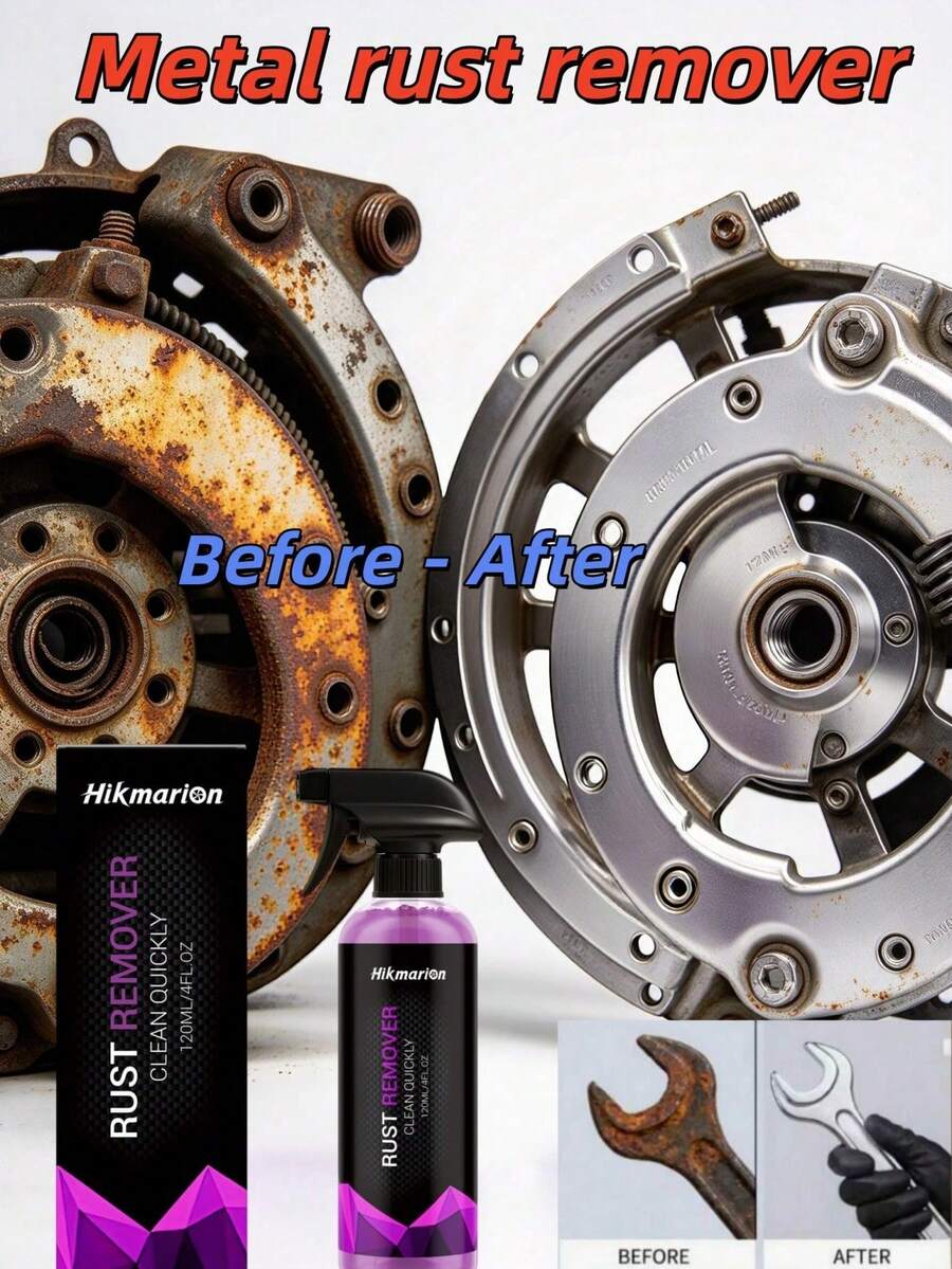 Hikmarion Household Metal Rust Remover, Non-Damaging To Materials, Quickly Dissolves Various Metal Rust Stains, Easy To Use With One Brush Cleaning, Effortlessly Removes Rust And Restores Original Metal Luster, Suitable For Hardware Tools, Doors, Windows And Ironware, Excellent Assistant For Rust Removal And Home Cleaning (New And Old Models Randomly Sent)