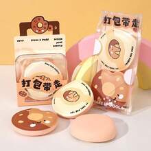 1pc Random Style Cotton Candy Powder Puff, Cartoon Bread Shaped, Dry & Wet Dual-Use Cushion Powder Puff, Non-Absorbent, Soft & Adherent, Even Makeup Application, Practical Makeup Tool - Multicolor - View 3