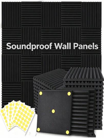 12 pièces Panneaux acoustiques en mousse insonorisante, mousse absorbante de haute densité à rebond rapide en forme de coin pour studio, maison, salle d'enregistrement, home cinéma, salle de jeux, traitement acoustique, salle de conférence