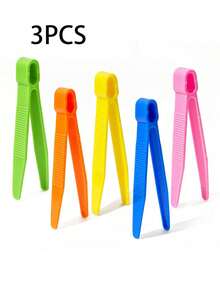 5/3/2/1pcs Colorful ABS Plastic Tweezers, Non-Slip Safety Tweezers, Round Tip, Non-Slip Craft Tweezers, Ideal Learning Tool For DIY, Beading, Scrapbooking, School Projects, Outdoor Exploration, Educational Games And Toys - Multicolor - View 11