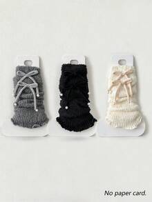 1/2/3/5 Pairs Women's Multi-Color Warm Vintage Thick Autumn/Winter Versatile Spring Long Leg Warmers With Bowknot And Pearl Cute Slouchy Design - Multicolor - View 12