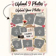 1pc Personalized Couple Photo Collage Customized Wall Art, Custom Love Custom Poster, Anniversary Gift, Romantic Bedroom Decor,Pictures Custom Photo, Customizable Things, A Gift For A Friend, Optional Frame - Multicolor - View 2