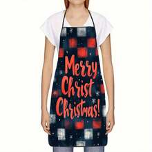 1pc Plaid Christmas Sleeveless Apron, Snowflake & Pine Needle Decor Apron For Xmas Party Decor & Holiday Gift - Multicolor - View 2